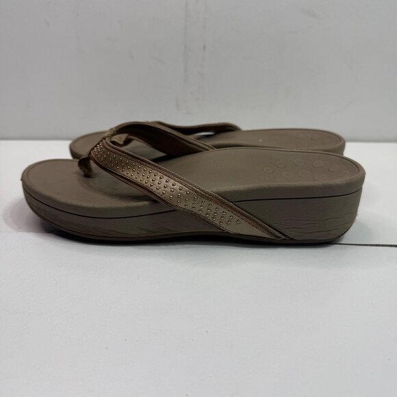 Vionic Womens Size 9 Brown Platform Sandals Bronze Studded Straps - Picture 2 of 9